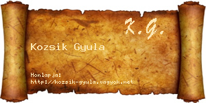 Kozsik Gyula névjegykártya