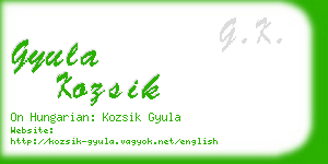 gyula kozsik business card